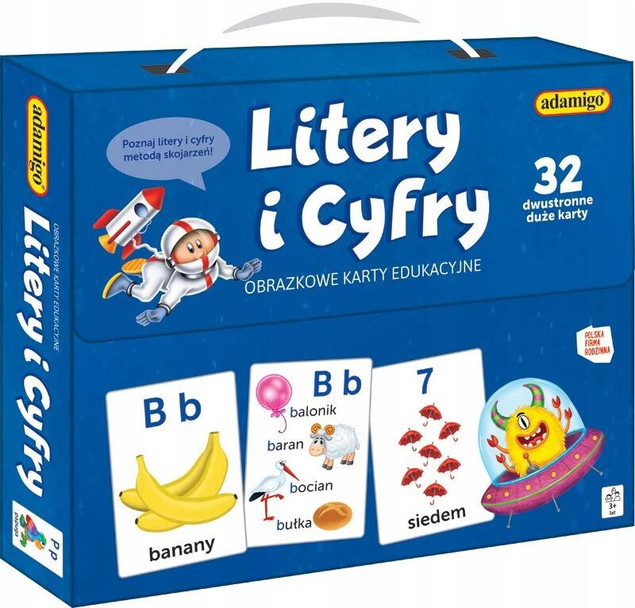 Karty edukacyjne litery i cyfry Adamigo