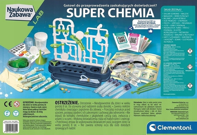 Laboratorium Super Chemia Doświadczenia Naukowa Zabawa 8+ Clementoni