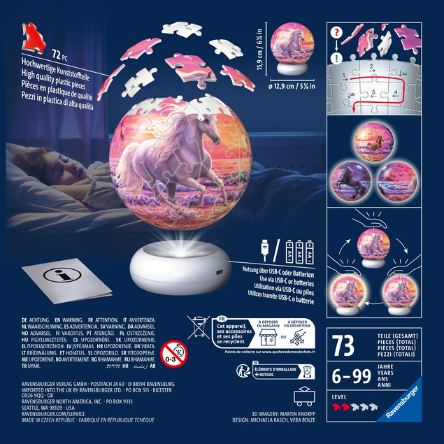 Puzzle 3D Ravensburger Koniki nocne 73 elementy tkanina