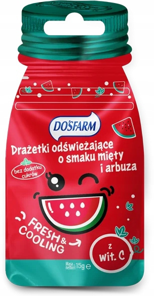 Cukierki Drażetki Odświeżające o Smaku MIĘTA i ARBUZ Dosfarm 15g