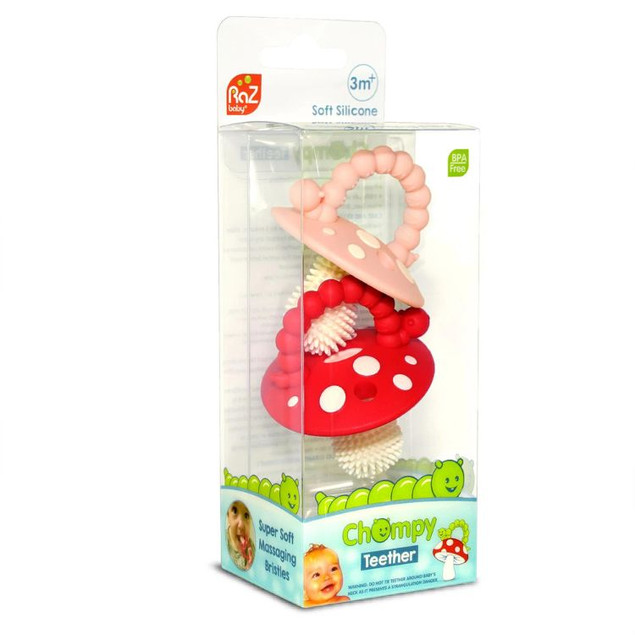 RaZbaby Gryzak Logopedyczny Silikonowy Grzybek na Ząbkowanie 3m+ (2szt.)