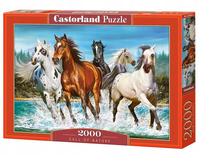 Puzzle 2000 Układanka ZWIERZĘTA Konie Koń Galop Woda NATURA 9+ Castor