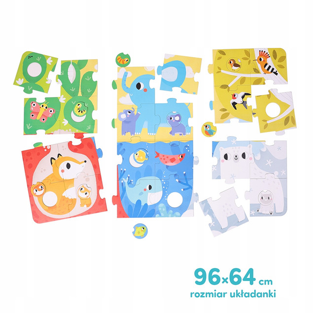 Duuuże Puzzle Z Dziurką Zwierzęta Układanka Edukacyjna 34el. 2+ CzuCzu