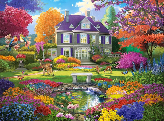 PUZZLE 3000 DOM OGRÓD NATURA KWIATY CASTOR 9+