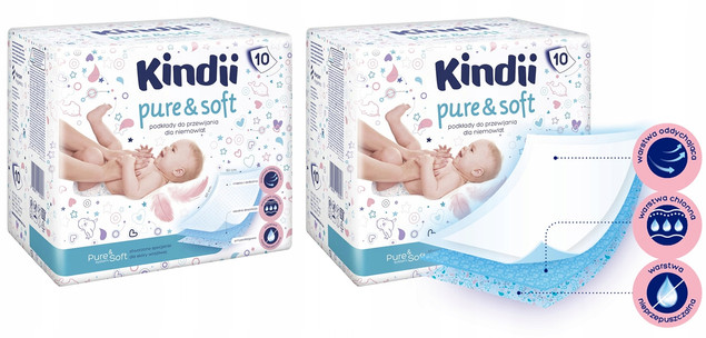 KINDII Podkłady Dla Niemowląt PURE&SOFT 60x60 10 szt. x2