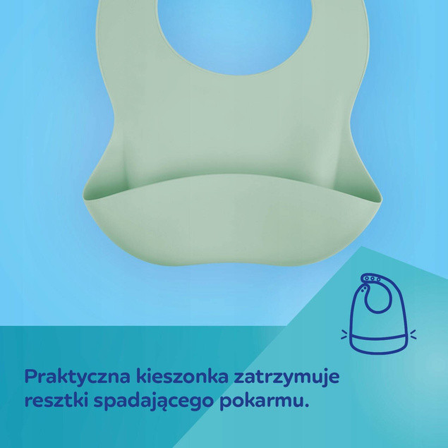 CANPOL Śliniaczek Śliniak Sylikonowy Z Kieszonką Kremowy 6M+ 51/030