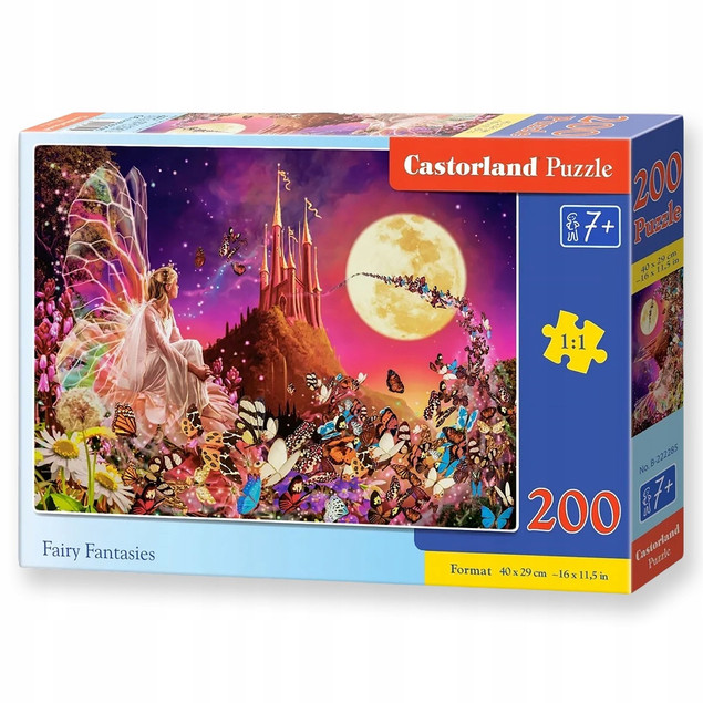 Puzzle 200 Układanka Magia WRÓŻKA Noc Motyle Góra Fantazja Bajka 7+ Castor