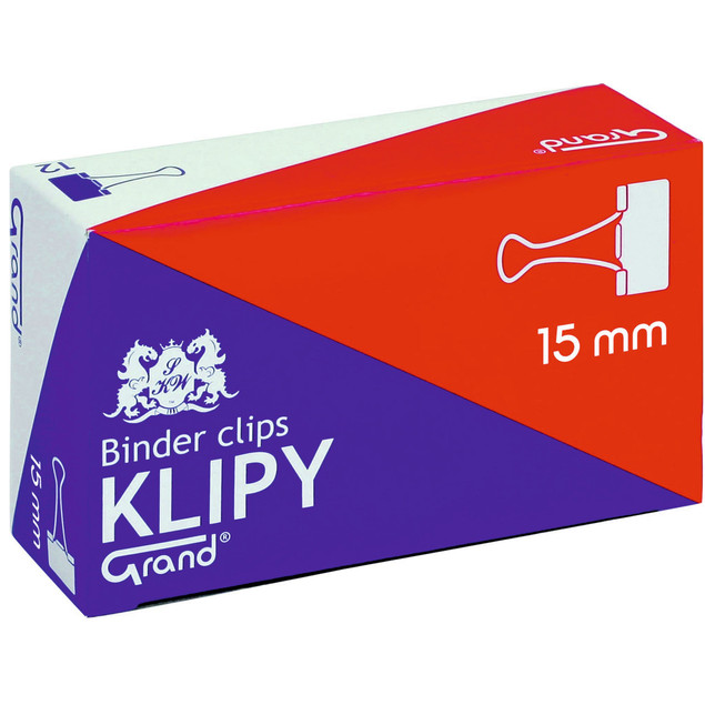 Klipy do papieru 15mm czarne 12 szt Grand
