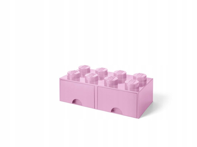 Pojemnik LEGO Klocek z Szufladami 8 Wypustek Jasnoróżowy