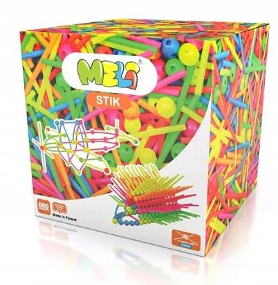Klocki Meli Stick Neon Patyczki Kulki 600 elementów Konstrukcyjne