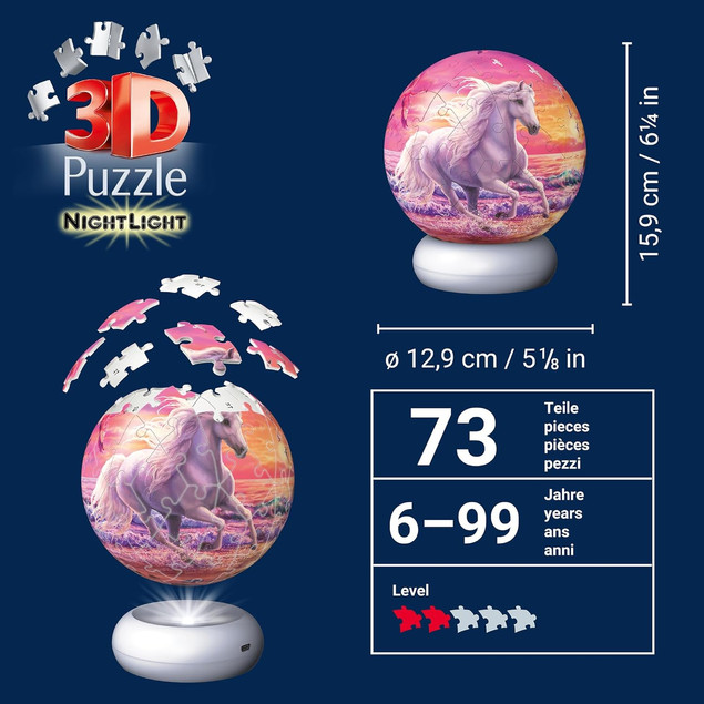 Puzzle 3D Ravensburger Koniki nocne 73 elementy tkanina