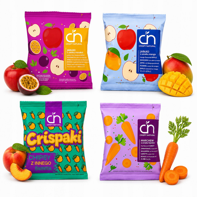Crispy Natural MIX Smaków Chispy OWOCE WARZYWA Jabłko Marchew Marakuja x4