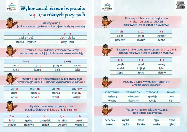 PLANSZE ORTOGRAFICZNE - ZESTAW 12 PLANSZ EDUKACYJNYCH WYD. PRYZMAT