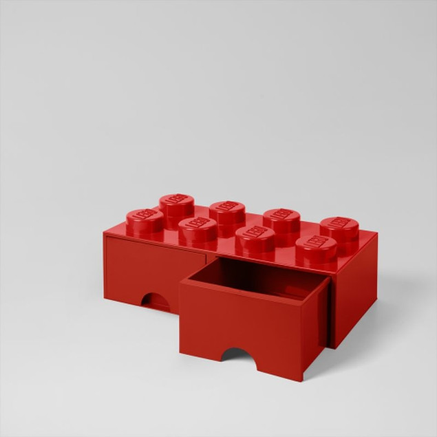 Pojemnik LEGO Czerwony Klocek 8 z 2 Szufladami 50x25x18 cm Organizer na Klocki