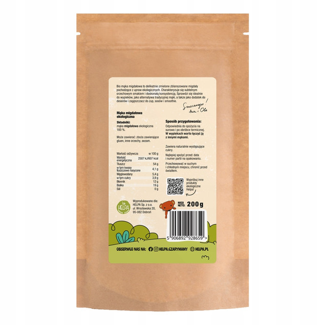 Bio Mąka Migdałowa 200 g HELPA ekologiczna