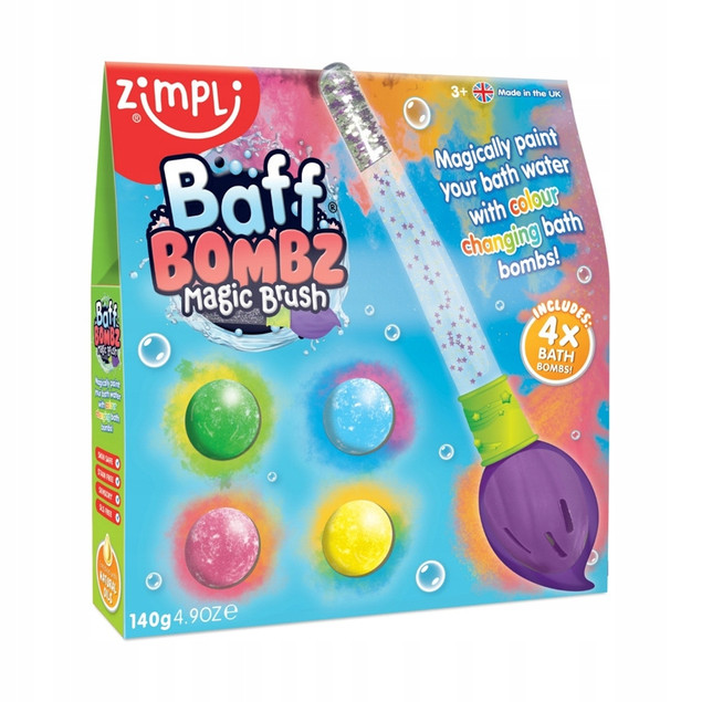 Zimpli Kids Baff Bombz Magic Brush 4 Kule do Kąpieli Zmieniające Kolor