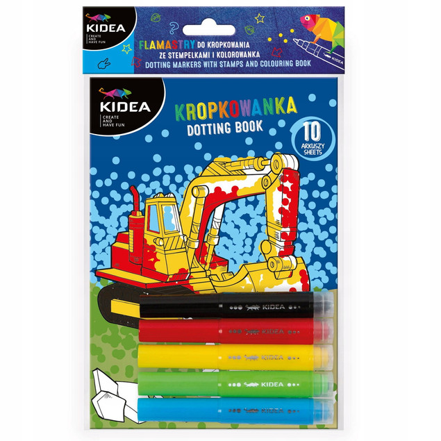 Kolorowanka 10 ark. Flamastry Do Malowania Kropkami Ze Stempelkami Pojazdy