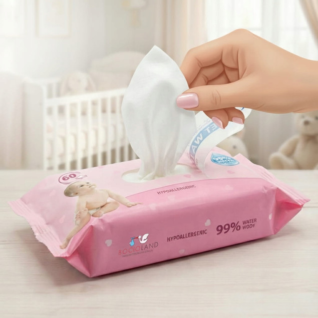BOCIOLAND Delikatne Chusteczki Nawilżane Dla Dzieci 99% Wody 60szt. x6