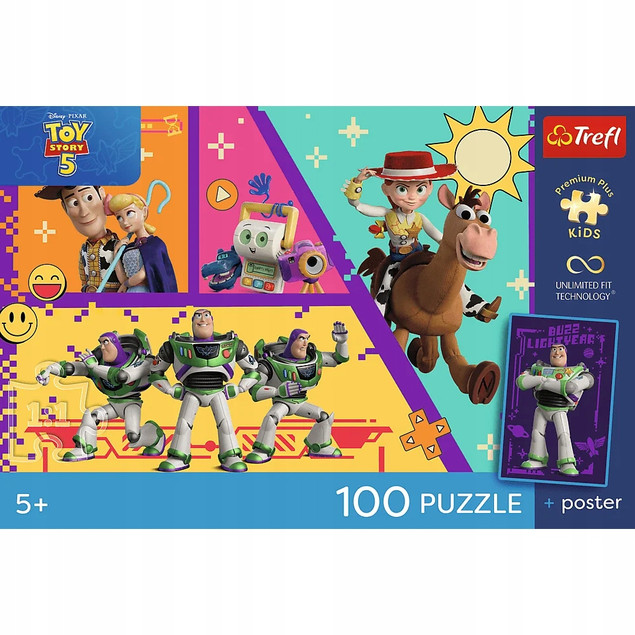Puzzle Trefl 100 el. Zabawki w Akcji + Kolekcjonerski Plakat