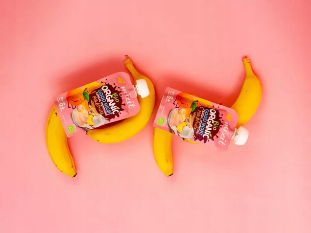 MIXIT BIO Kaszka Naturalna BANAN BRZOSKWINIA Owsianka Mleko Owoce 110g 6M+