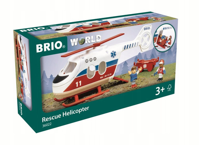 Helikopter ratunkowy Brio wielokolorowy z figurkami i noszami