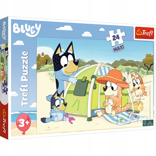 Puzzle 24 Maxi 24 Układanka Blue BLUEY Pies Pieski Plaża 3+Trefl 14357