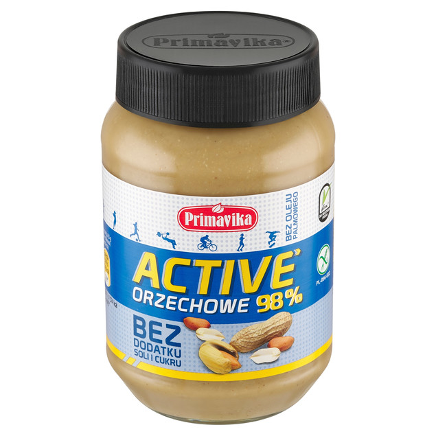 Pasta Orzechowa Active Bez Dodatku Soli i Cukru 470 g - Primavika