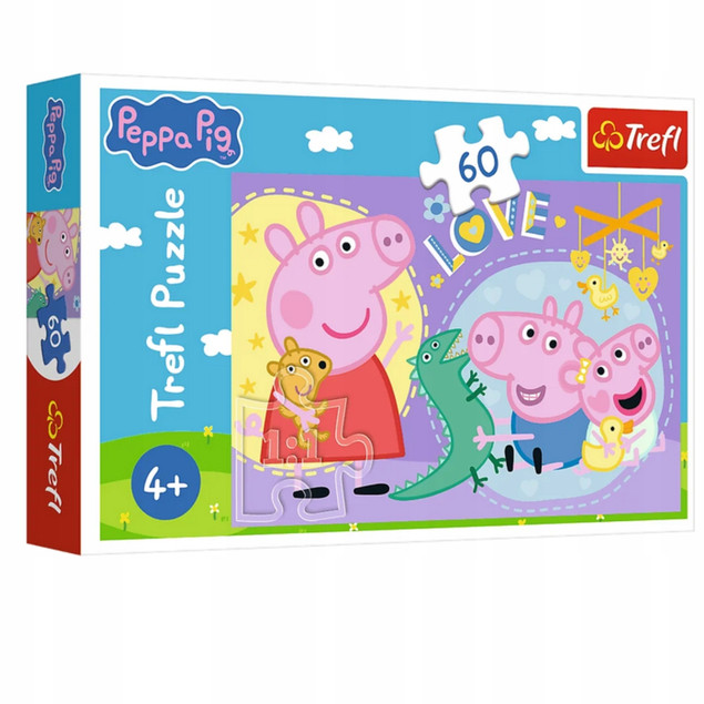 Puzzle Trefl 60 elementów Świnka Peppa 17414 – Edukacyjne, Ekologiczne dla Dzieci 4+