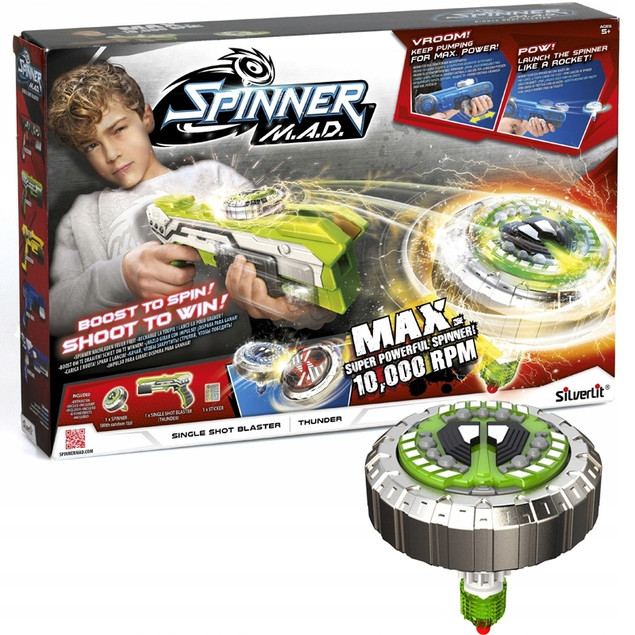Pistolet Silverlit Spinner Shot Blaster Zielony 86300 z 1 Spinnerem