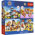 Trefl Puzzle Psi Patrol 4w1 Psia Straż 4x88 el. + Plakat