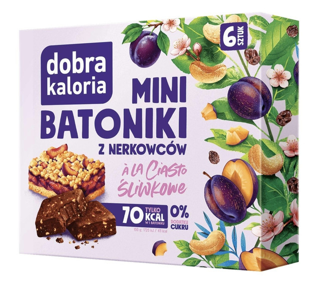 Dobra Kaloria Mini batoniki z nerkowców a la kruche ciasto ze śliwką 6 x 17