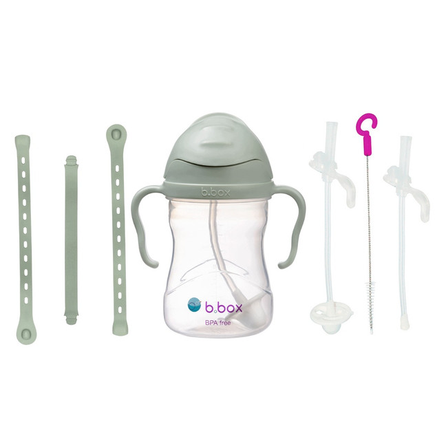 Bidon ze Słomką b.box 3W1 240 ml Sage + Smycz + Zapasowe Słomki