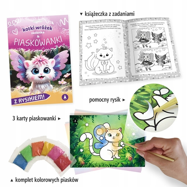 Zadanka i Piaskowanki KOTKI WRÓŻEK z Piaskiem i Rysikiem 5+ Skrzat