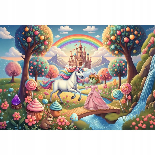 Trefl Puzzle 100 Jednorożec w Słodyczolandii Fantasy Rozwojowe