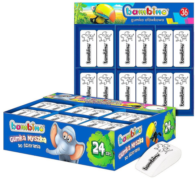 Gumka do Mazania Bambino Myszka Biała Szkolna