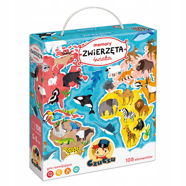 Memory ZWIERZĘTA ŚWIATA Memosy 108el. 3+ CzuCzu