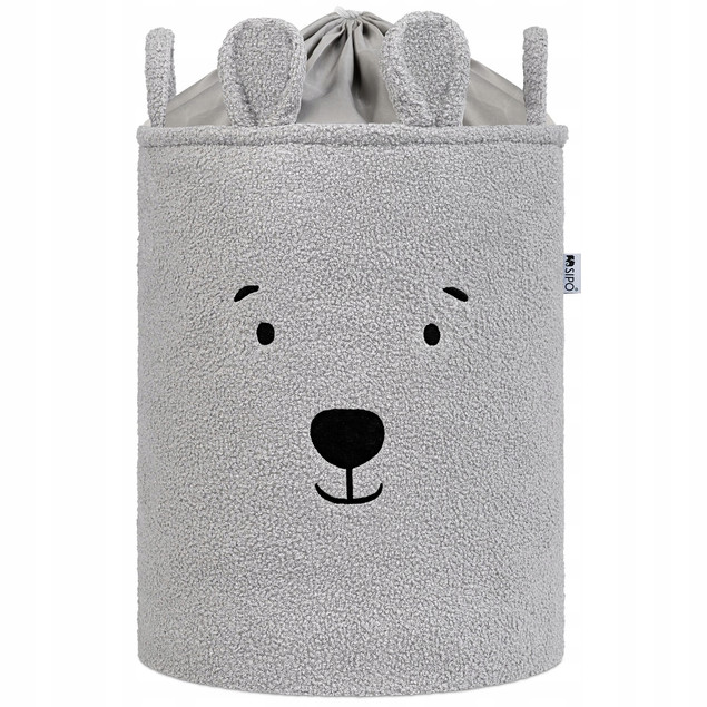 KOSZ NA ZABAWKI PREMIUM BOUCLE XL SIPO ZAMYKANY NA ŚCIĄGACZ 43L SZARY MIŚ