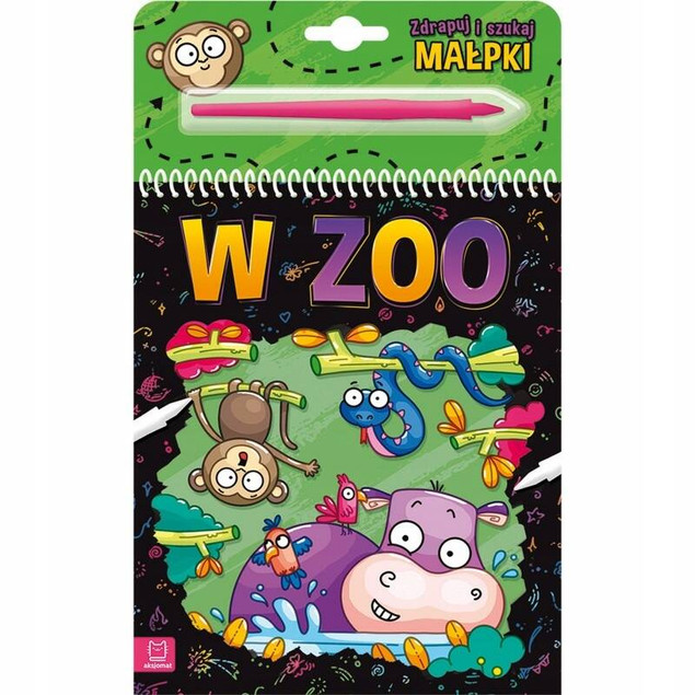 Zdrapywanka z rysikiem – Zdrapuj i szukaj małpki w zoo – Aksjomat