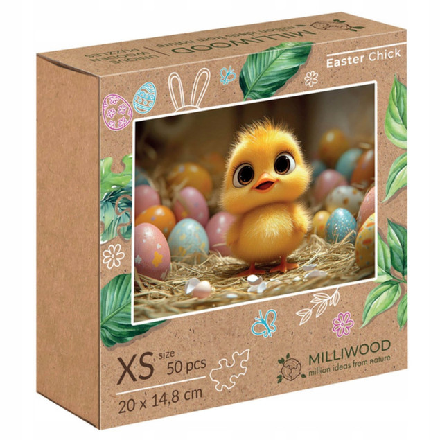 Puzzle Drewniane 50 Układanka WIELKANOCNY Kurczaczek 1+ MilliWOOD
