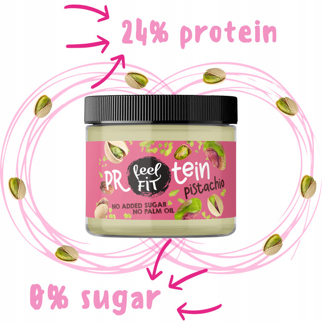 Feel Fit Protein Pistachio - krem proteinowy 24%, bez dodatku cukru 200 ml