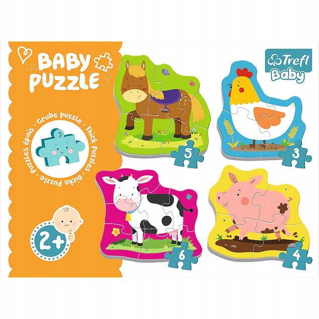 Puzzle Baby Zwierzątka na Wsi Układanka dla Malucha Gruby Karton 2+