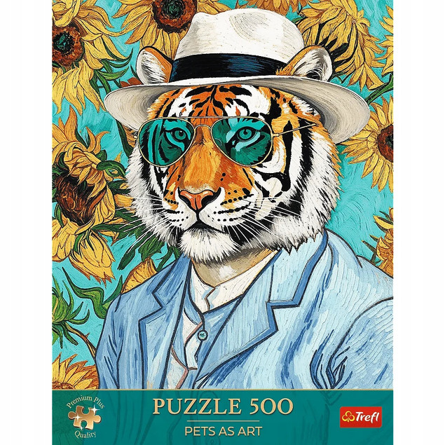 Puzzle Trefl 500el. Pan Tygrys i Słoneczniki Premium Plus Art