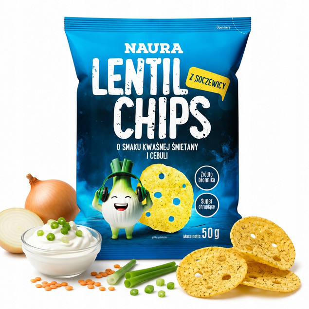 Chrupki z czerwonej soczewicy Naura 50 g