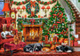Puzzle 260 Układanka Święta BOŻE NARODZENIE Kominek Psy Koty 8+ Castorland