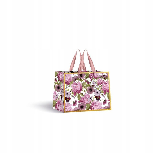 Elegancka Torebka Prezentowa Średnia Gold 32,5x26x13 cm INTERDRUK 190g