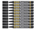 Marker Permanentny Pentel N850 Wodoodporny Tusz Okrągła Końcówka CZARNY x10