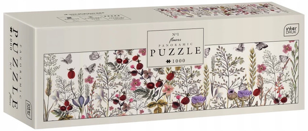 Puzzle 1000 Układanka Panorama KWIATY Motyle Rośliny Natura 8+ Interdruk