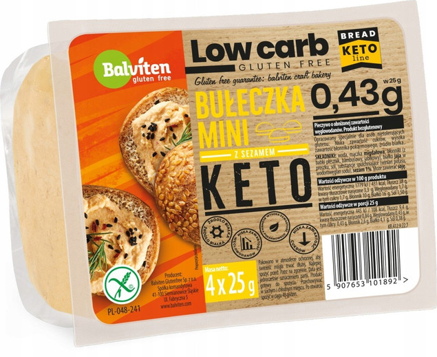 Balviten Bułeczki mini z sezamem KETO bezglutenowe 100 g (4 x 25 g)