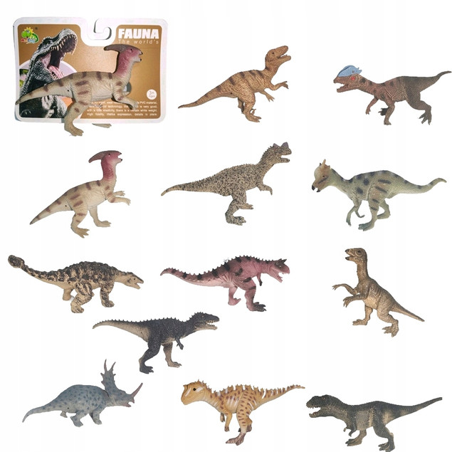 Dinozaur Gumowy ASKATO Figurka Zabawka dla Dzieci Mix 12 Gatunków