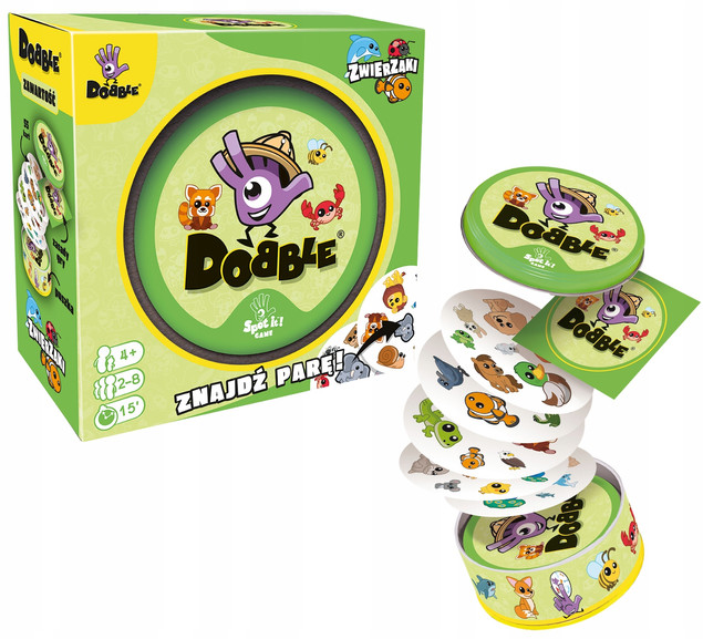 Dobble ZWIERZAKI Gra Karciana Pełna Dynamiki 4+ Rebel